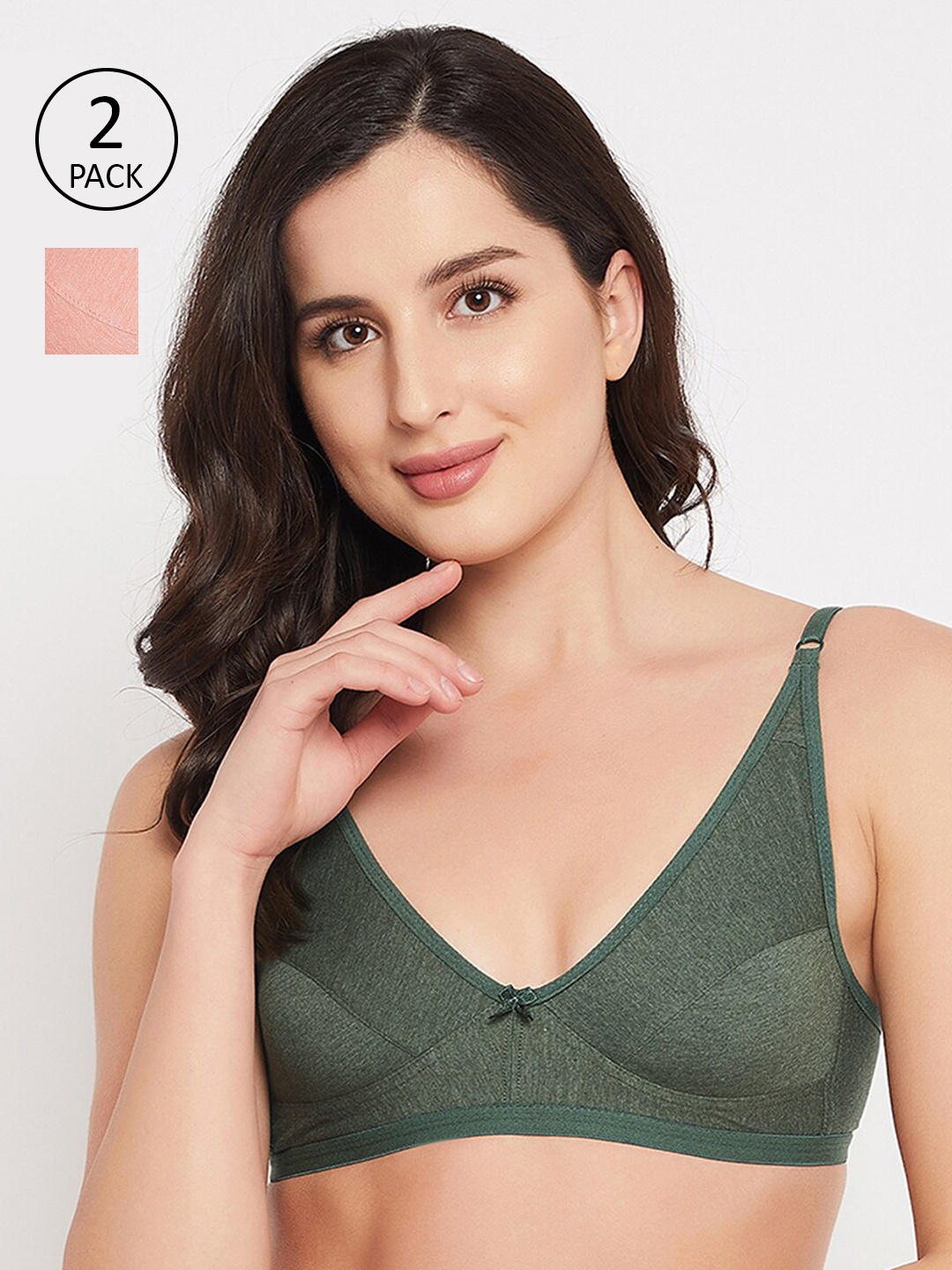 

Clovia Pack of 2 Green & Pink Everyday Bra