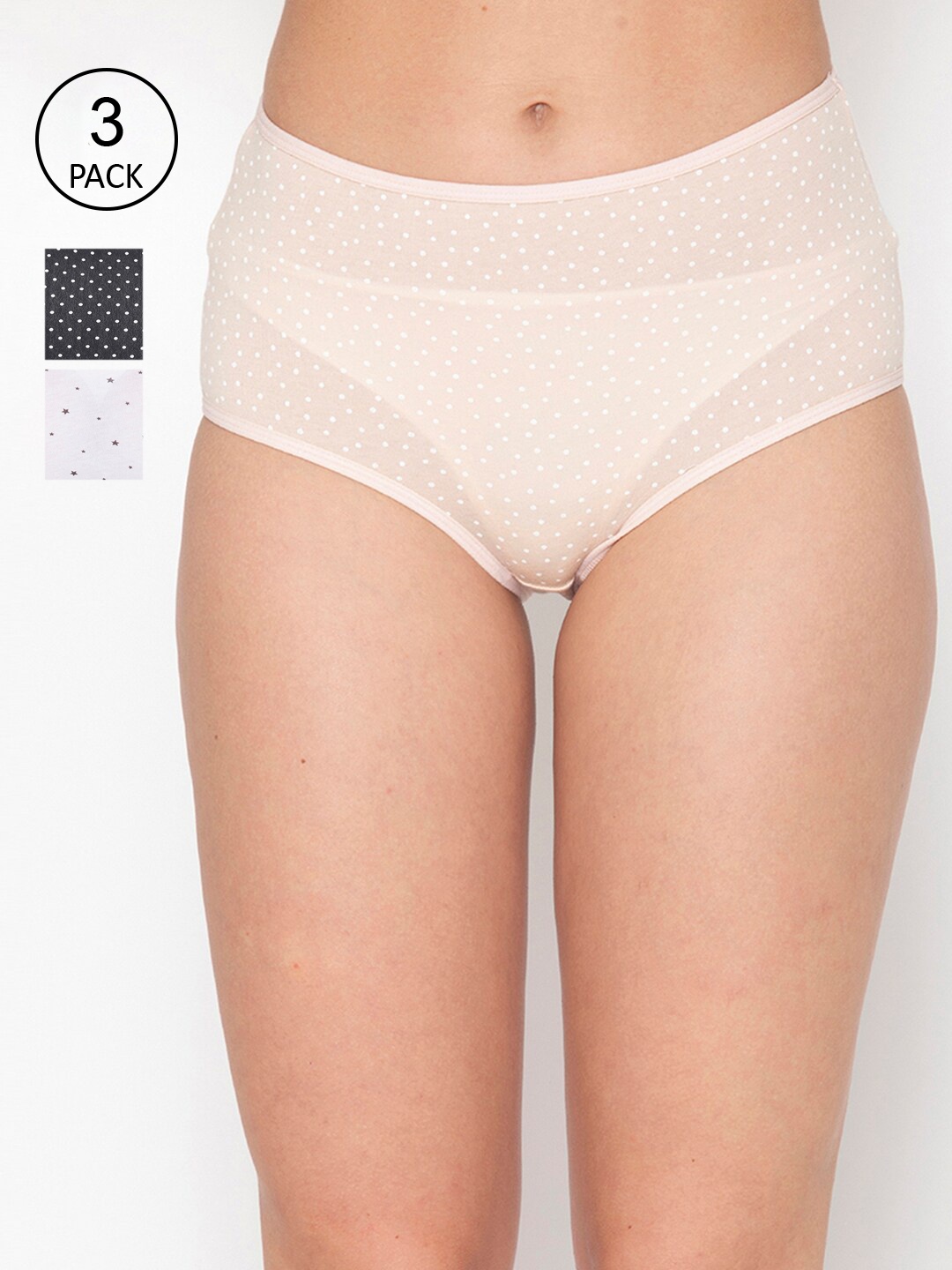 

Clovia Women Pack of 3 Printed Cotton Hipster Briefs, Multi