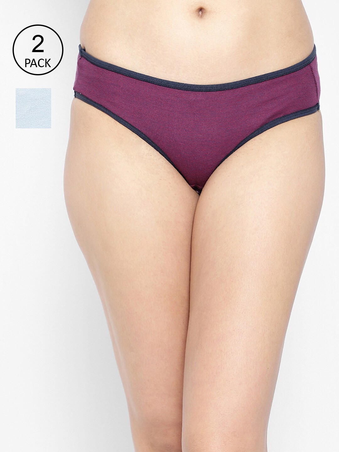 

Clovia Women Pack Of 2 Solid Cotton Bikini Briefs, Purple