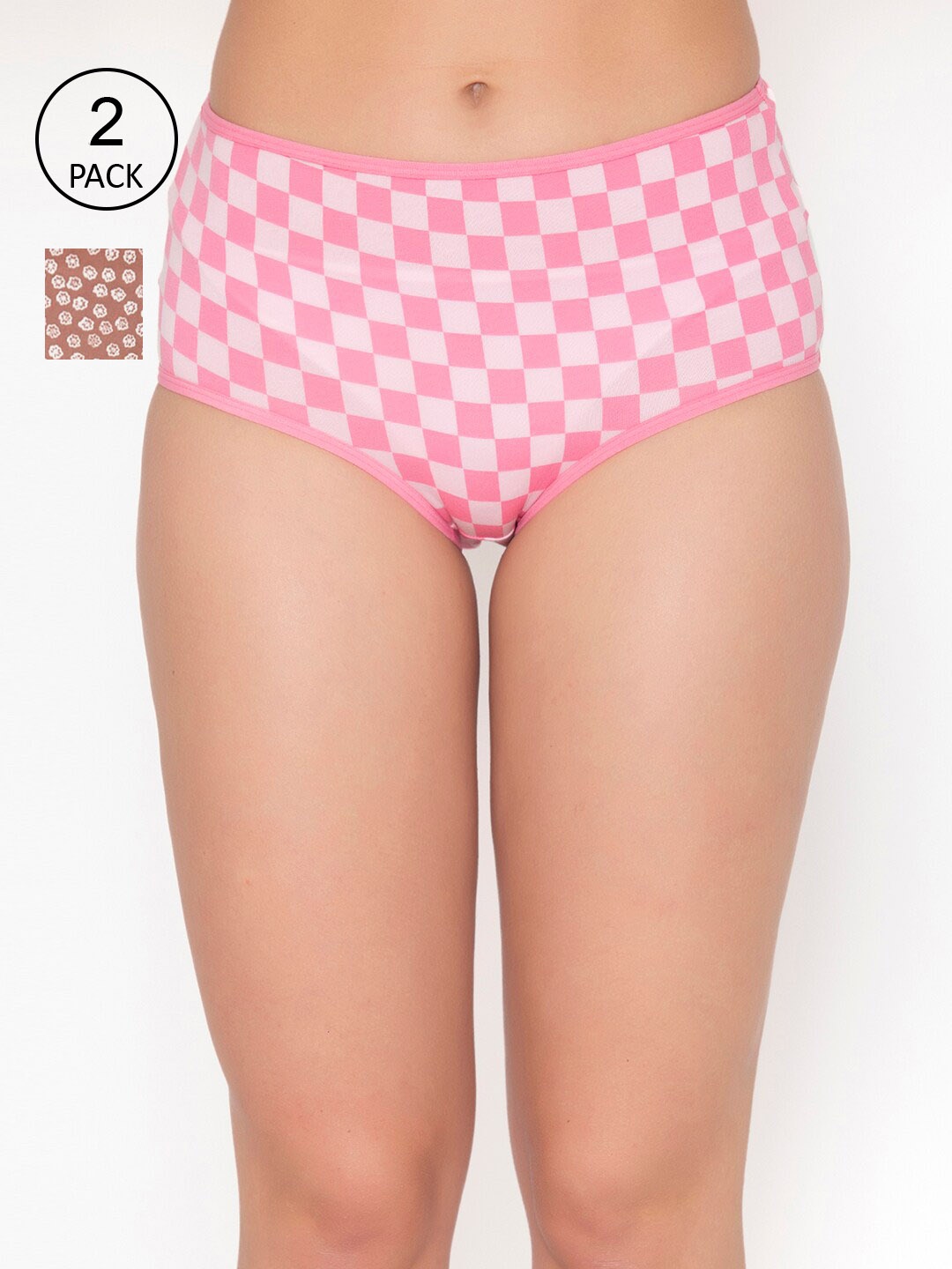 

Clovia Women Pack of 2 Printed Cotton Hipster Briefs COMPN1418S, Pink