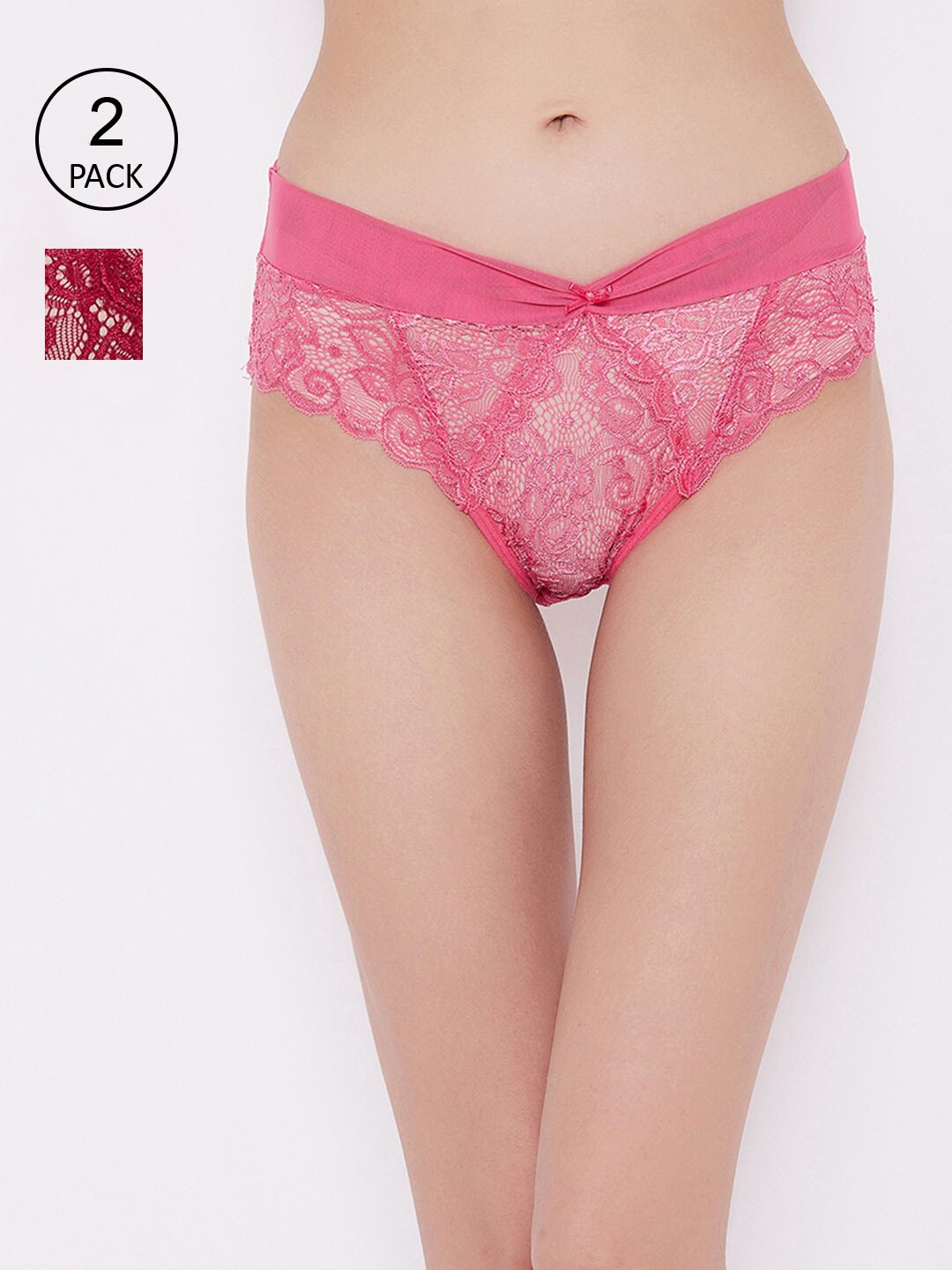 

Clovia Women Pack Of 2 Lace Bikini Briefs, Multi
