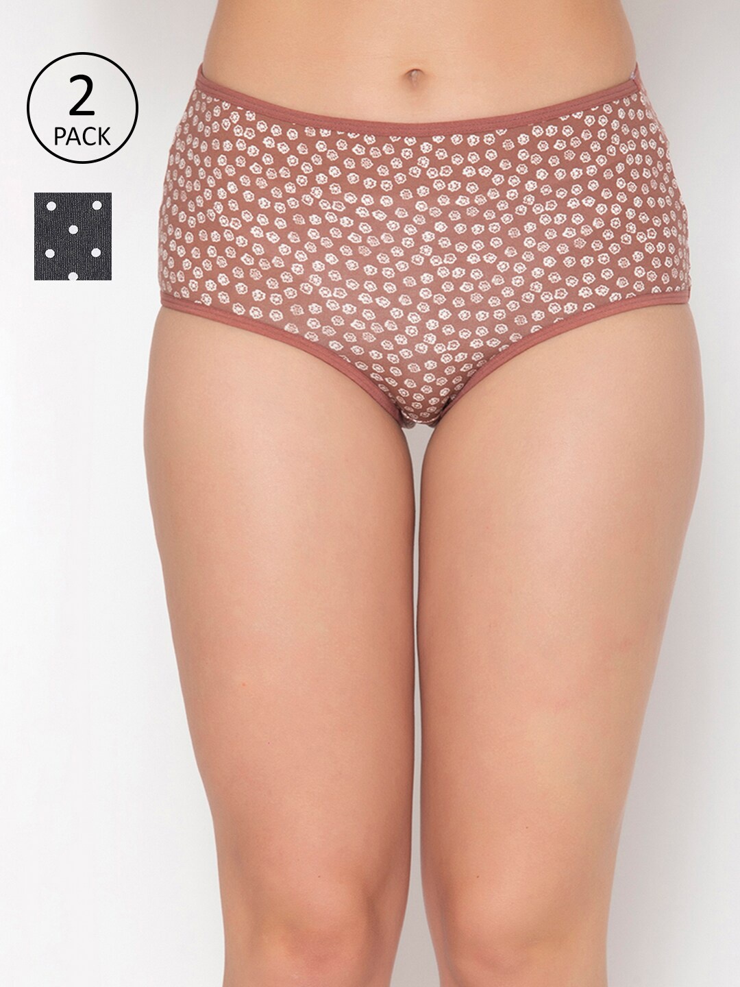 

Clovia Women Pack of 2 Cotton Printed Hipster Briefs COMPN1424S, Multi