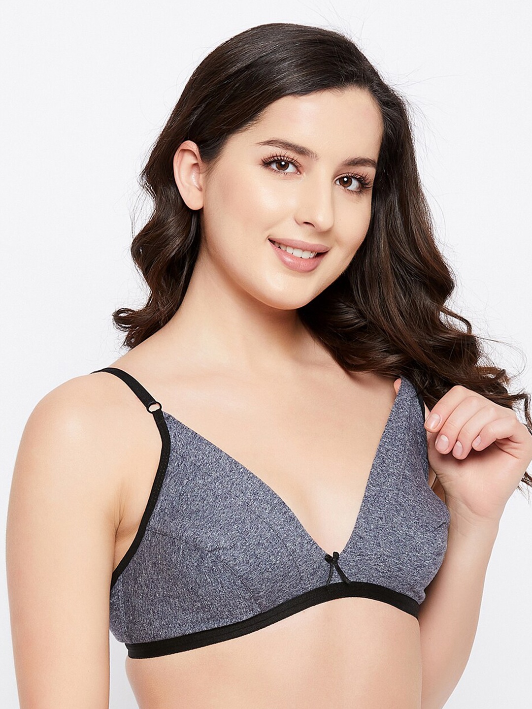 

Clovia Pack Of 2 Grey & Black Non Padded Cotton Bra