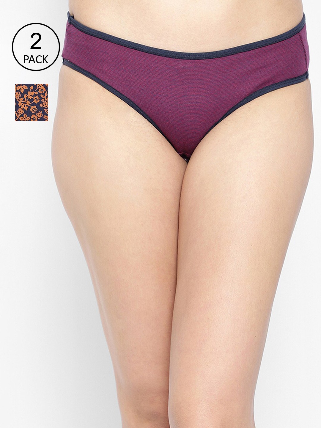 

Clovia Women Pack of 2 Cotton Bikini Briefs, Purple