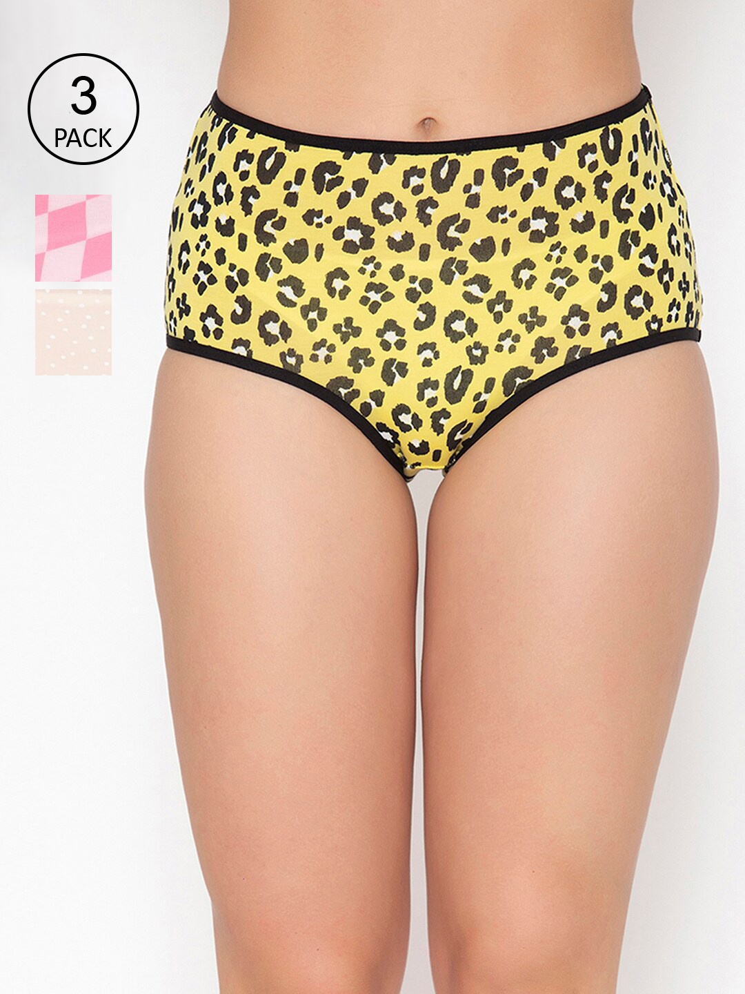 

Clovia Women Pack Of 3 Printed Hipster Briefs, Pink