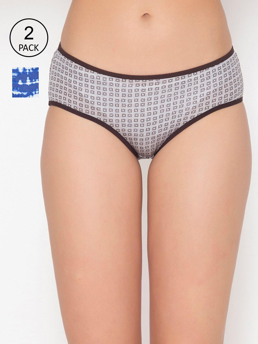 

Clovia Women Pack Of 2 Printed Hipster Briefs, Blue