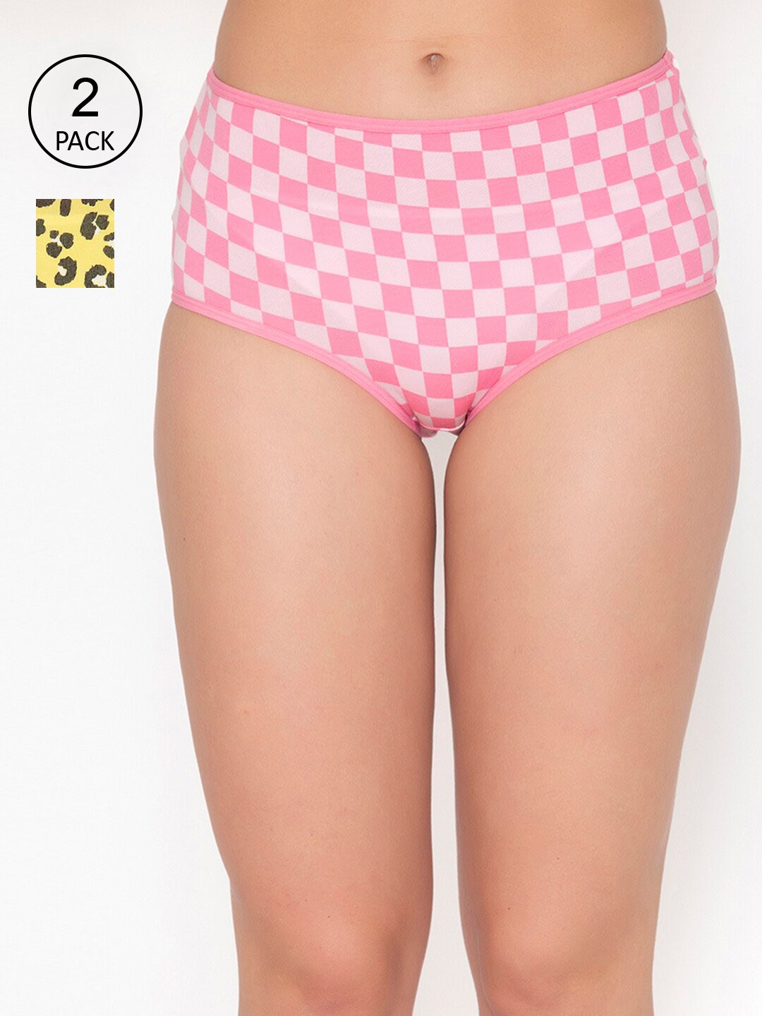 

Clovia Women Pink & Yellow Pack of 2 Printed Hipster Briefs
