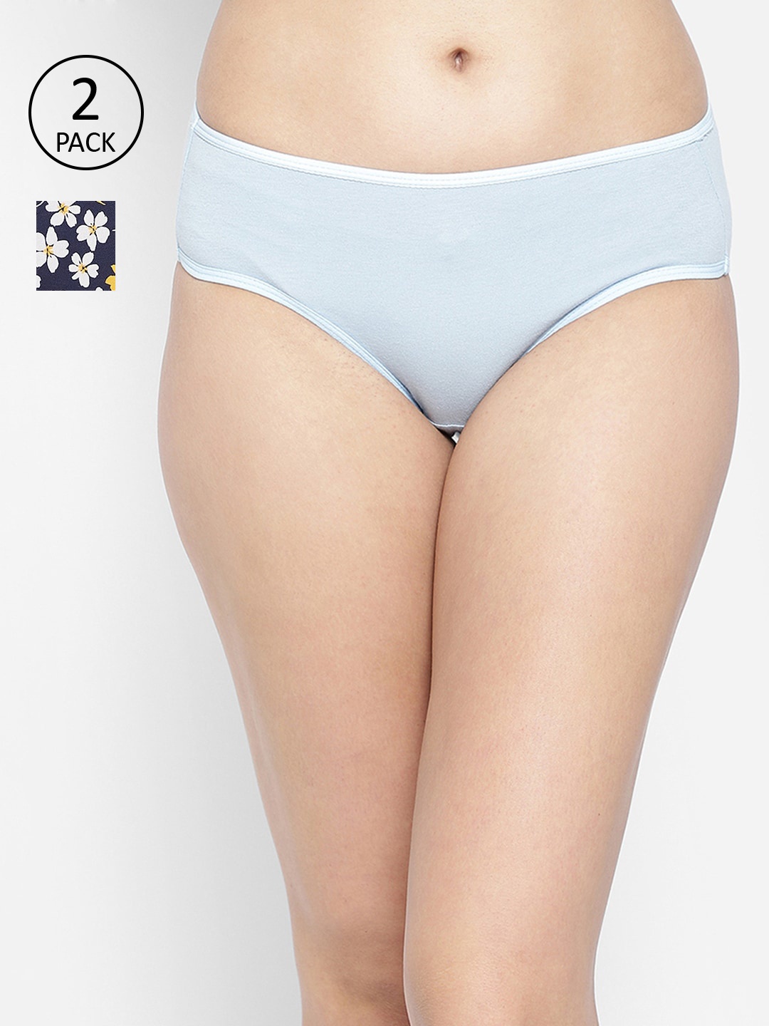 

Clovia Women Pack Of 2 Printed Bikini Briefs, Navy blue