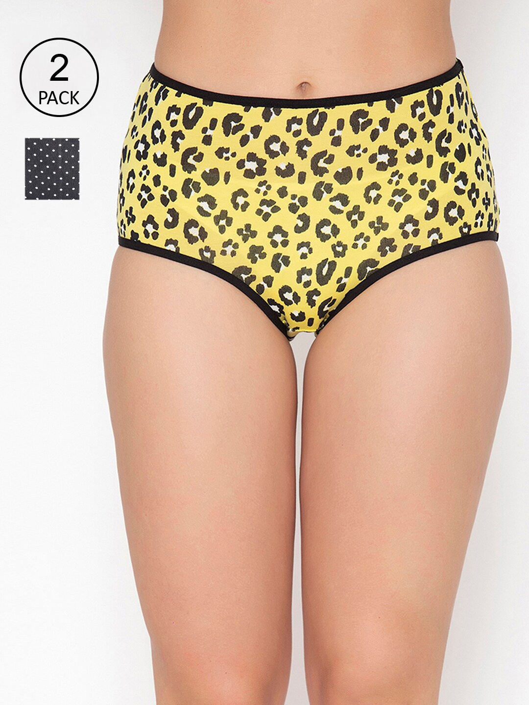 

Clovia Women Pack Of 2 Printed Cotton Hipster Briefs, Black