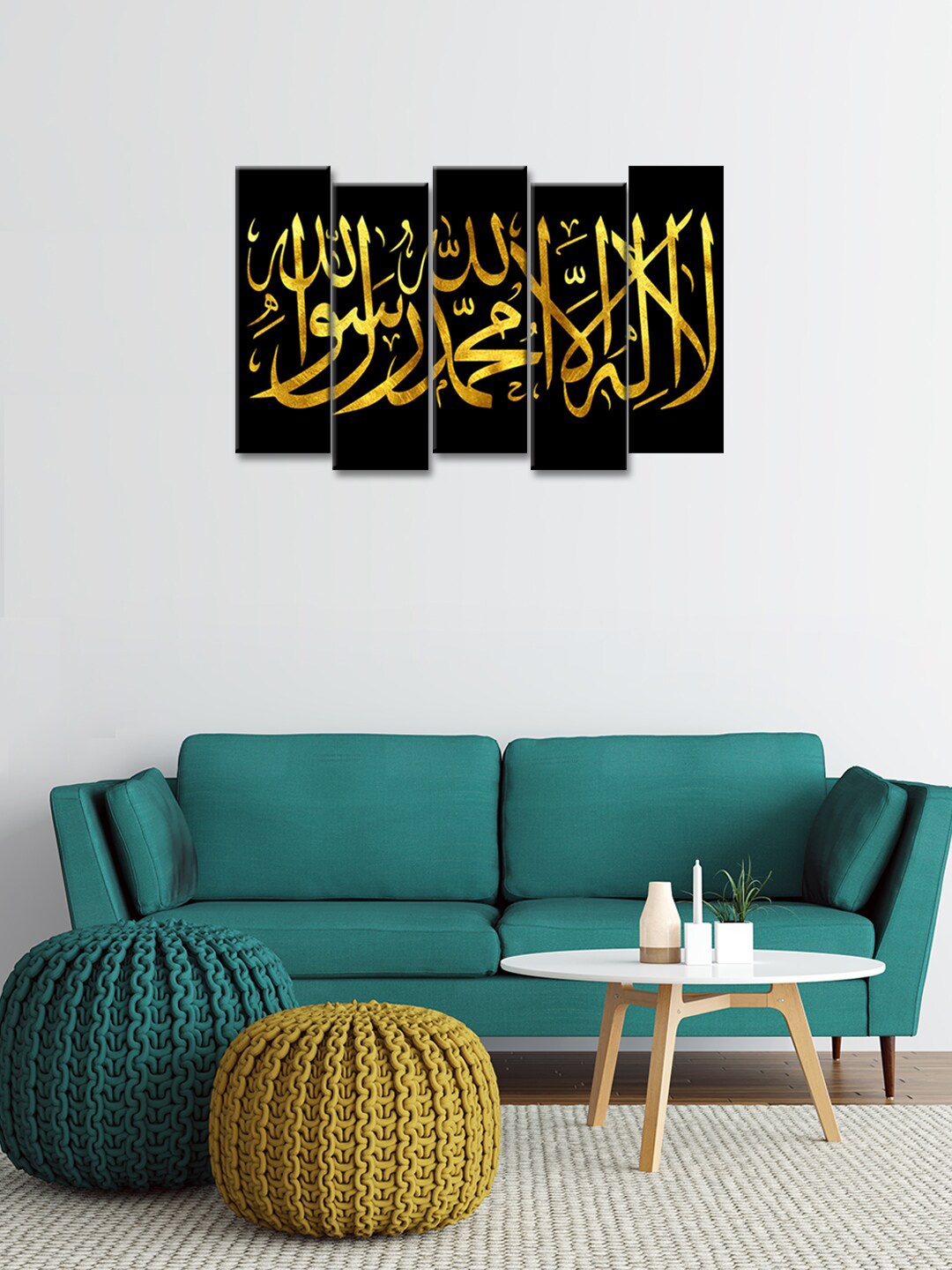 

WALLMANTRA Black & Golden 5 Pieces Canvas Printed Wall Painting