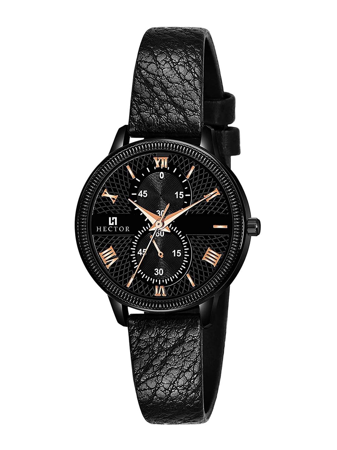 

HECTOR Women Black Patterned Dial & Black Straps Analogue Watch