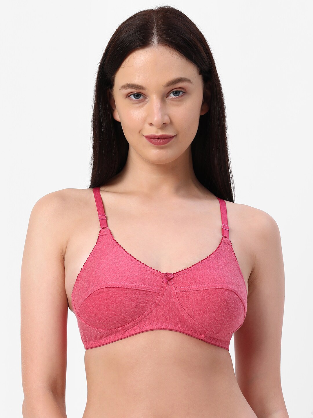 

Planetinner Non Padded Non Wired Melange Fabric Super Support Bra MB34, Pink