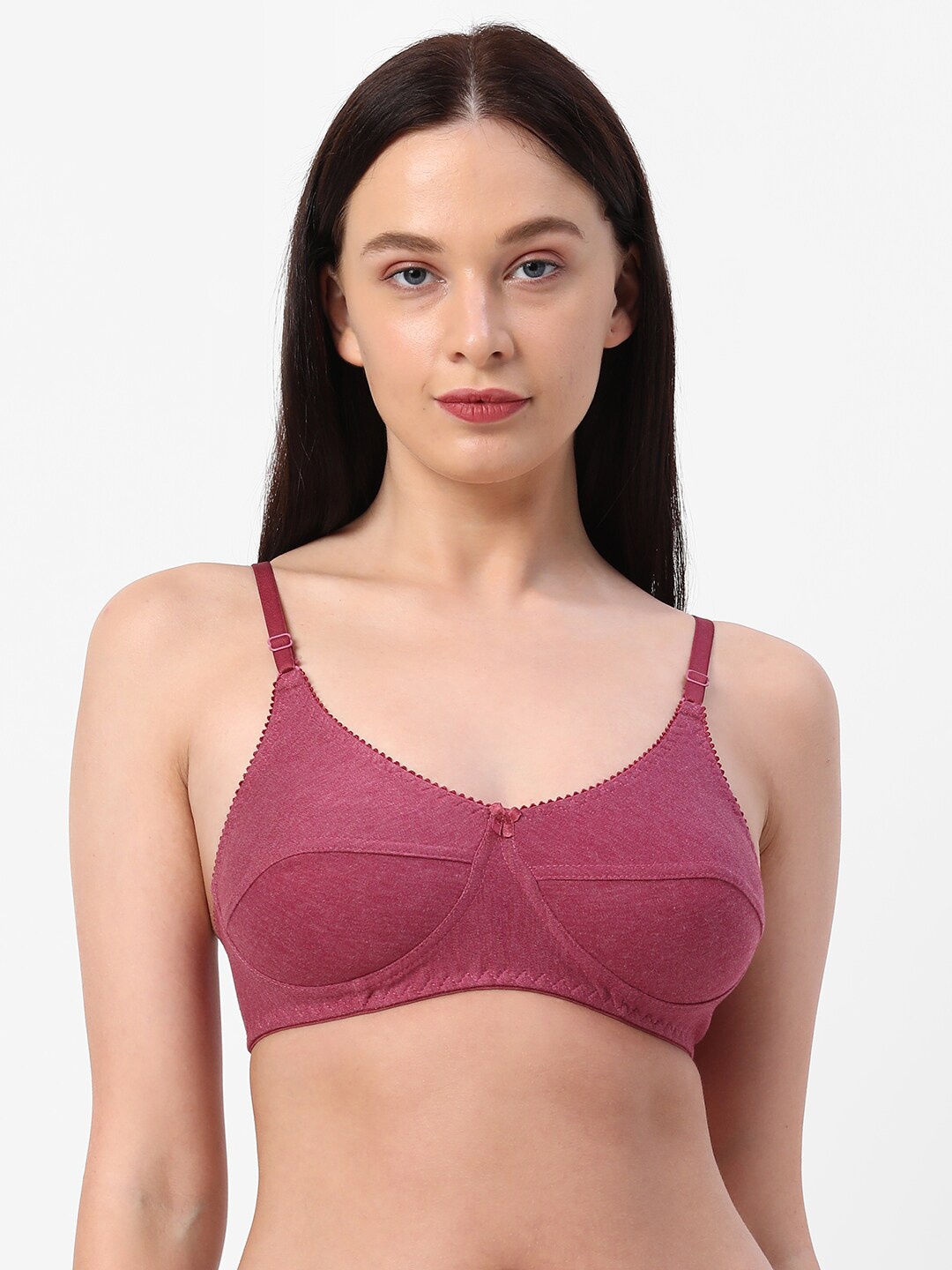 

Planetinner Non Padded Non Wired Melange Fabric Super Support Bra MB34, Maroon