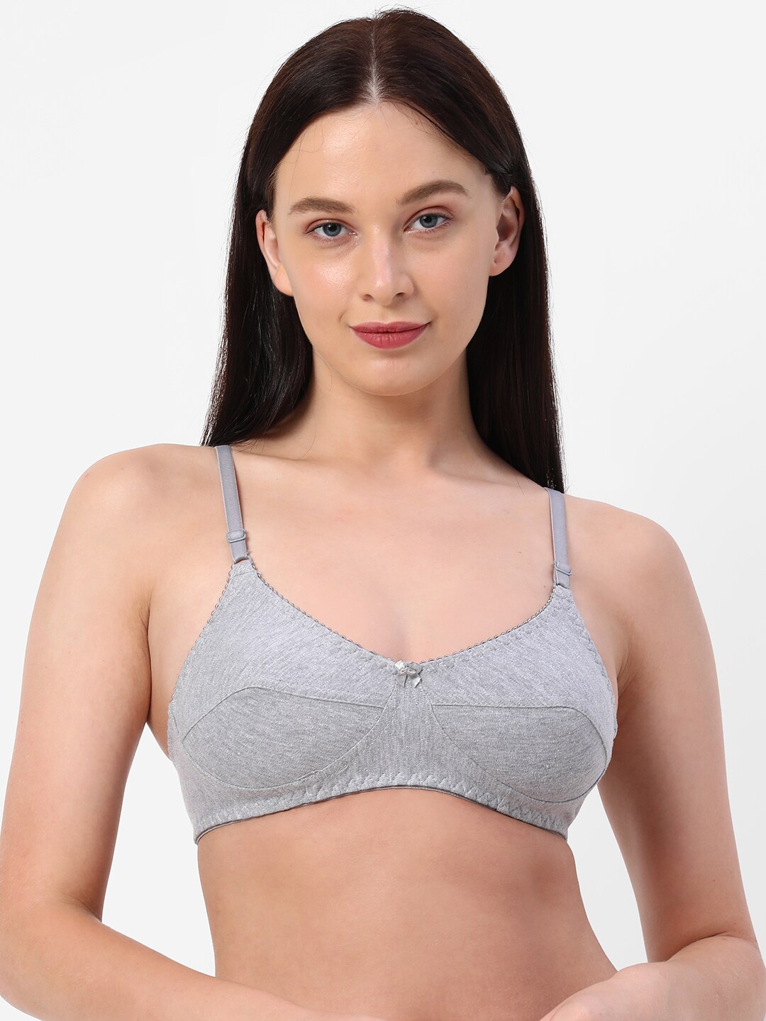 

Planetinner Non Padded Non Wired Melange Fabric Super Support Bra MB34, Grey