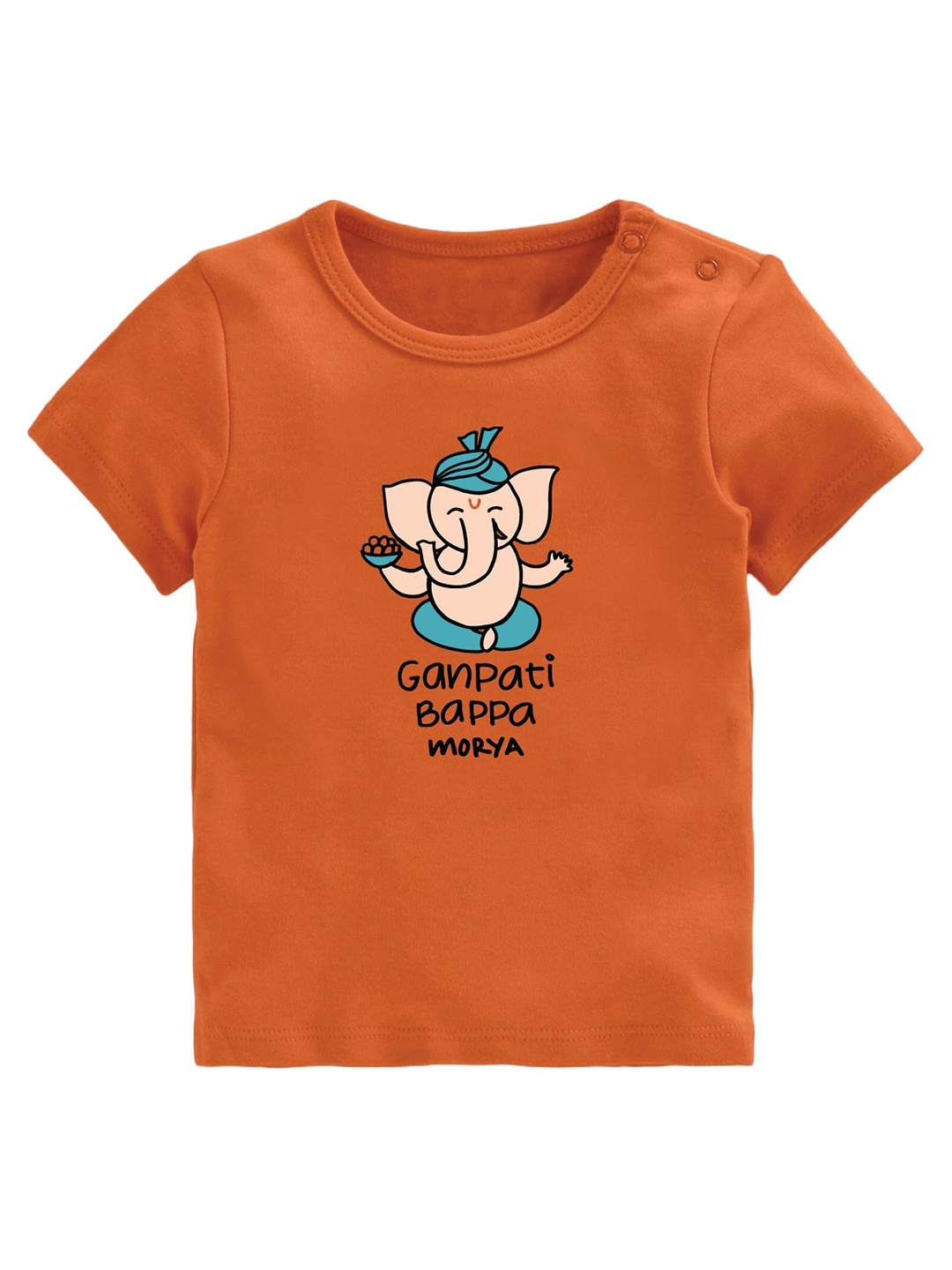 

Zeezeezoo Kids Ganpati Bappa Morya Orange Printed T-shirt
