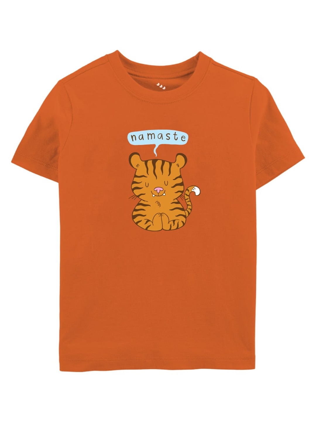 

Zeezeezoo Kids Orange Namaste- Tiger Printed Pure Cotton T-shirt
