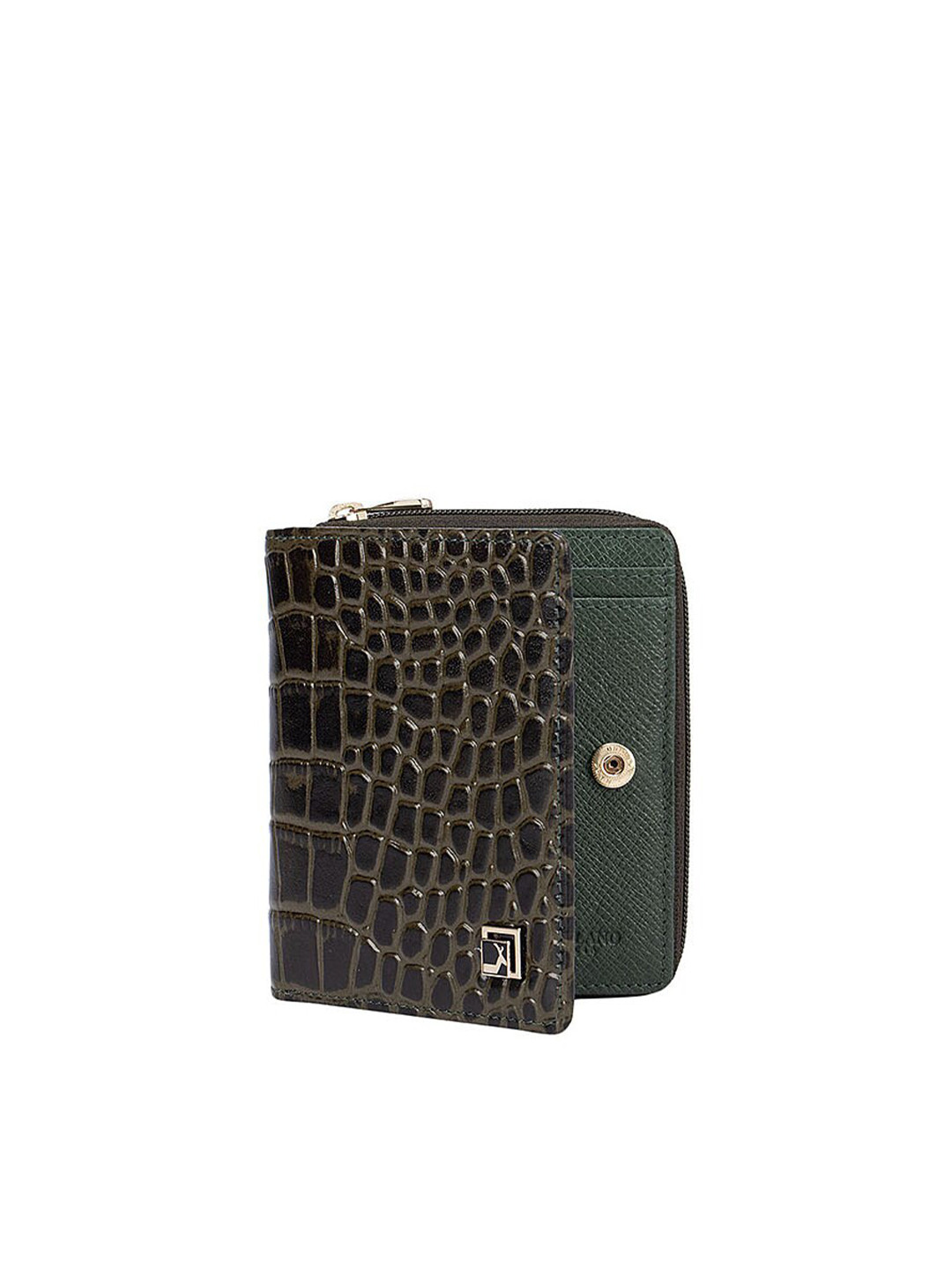 

Da Milano Women Green Textured Leather Two Fold Wallet