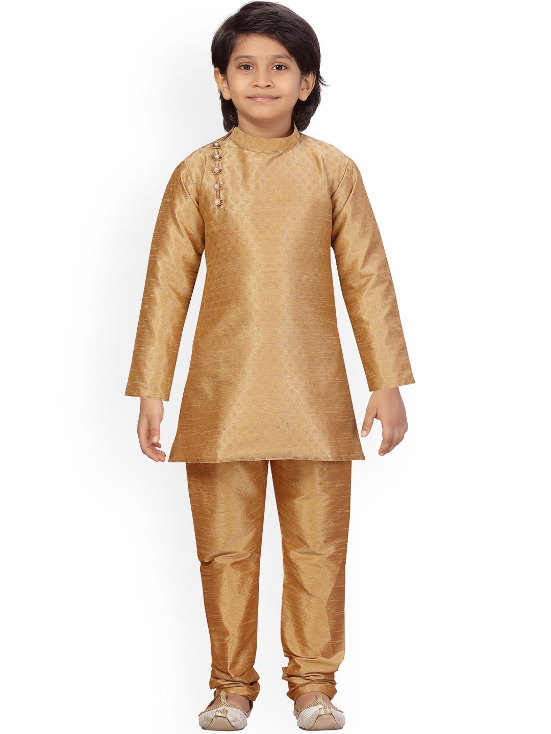 

LITTLE MAFIA BY Aarika Boys Beige Pure Cotton Kurta with Pyjamas