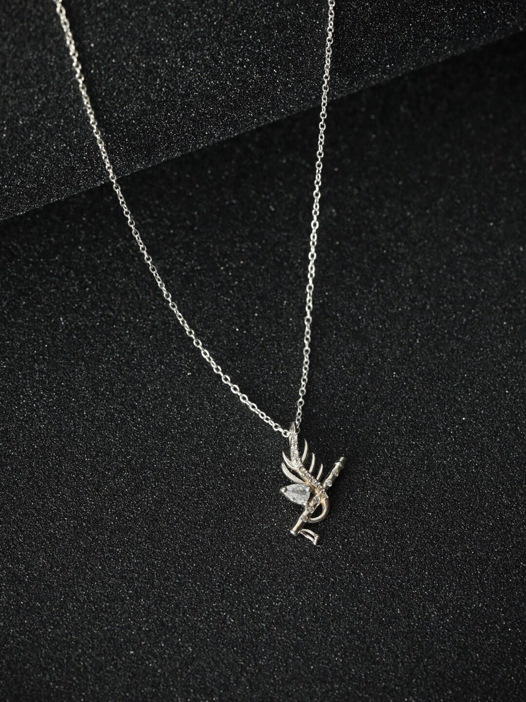 

SHEER by Priyaasi Silver-Plated 925 Sterling Silver American Diamond Necklace