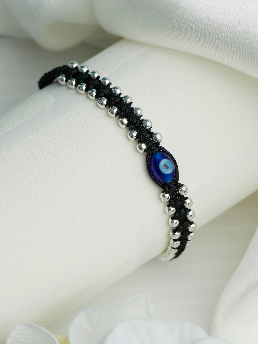 

SHEER by Priyaasi Women Blue & 92.5 Sterling Silver-Plated Wraparound Bracelet