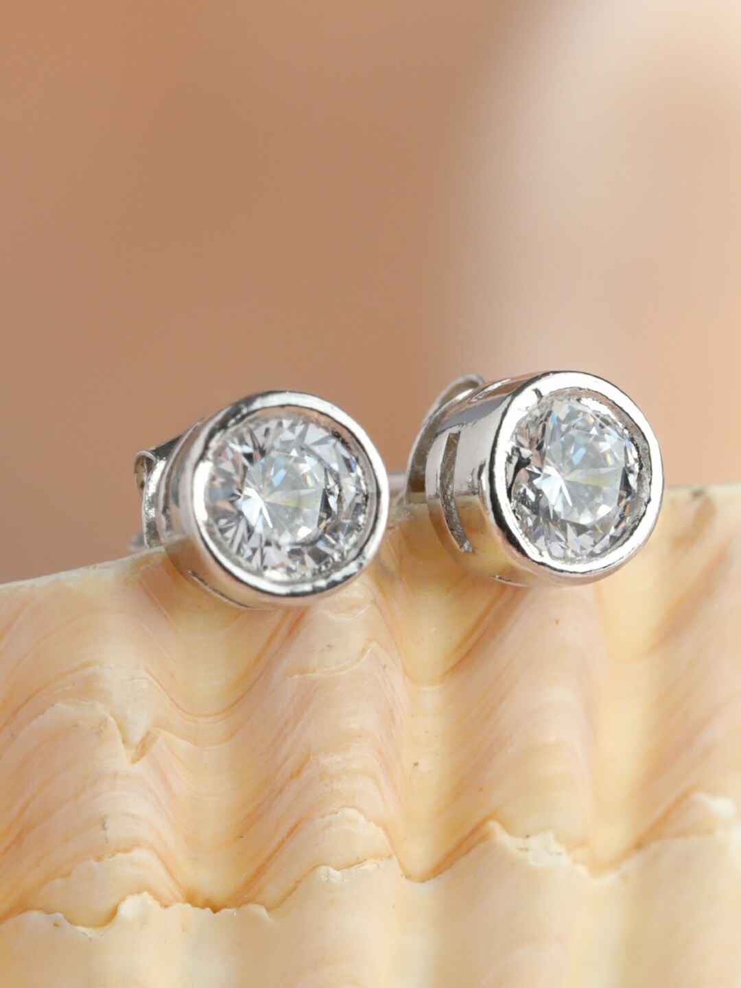 

SHEER by Priyaasi Silver-Toned 925 Sterling Silver Contemporary Studs Earrings