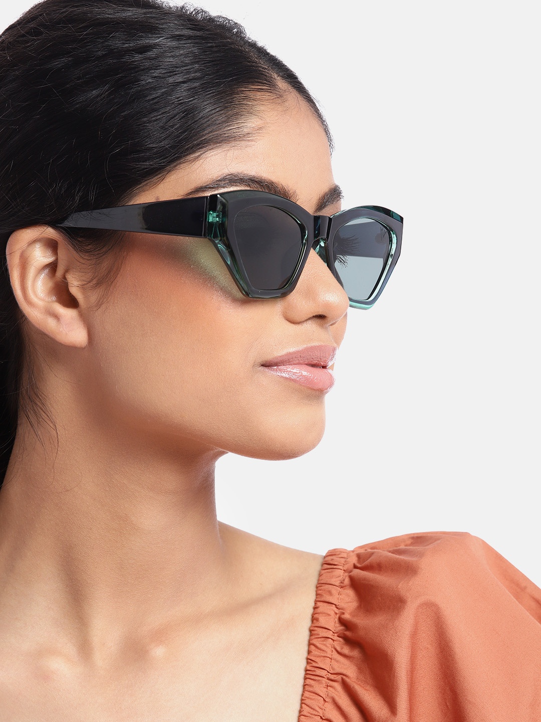 

Voyage Women Black Lens & Green Cateye Sunglasses with UV Protected Lens, Navy blue
