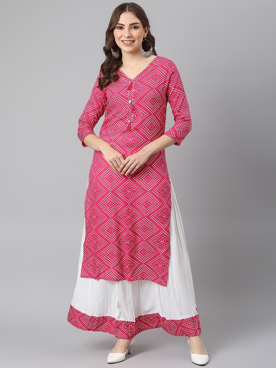 

KALINI Women Pink Printed Kurta with Skirt
