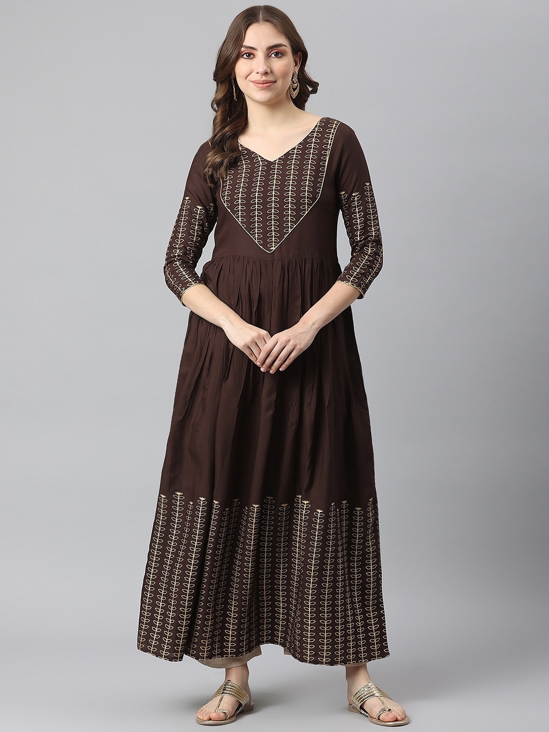 

KALINI Women Brown Anarkali Kurta