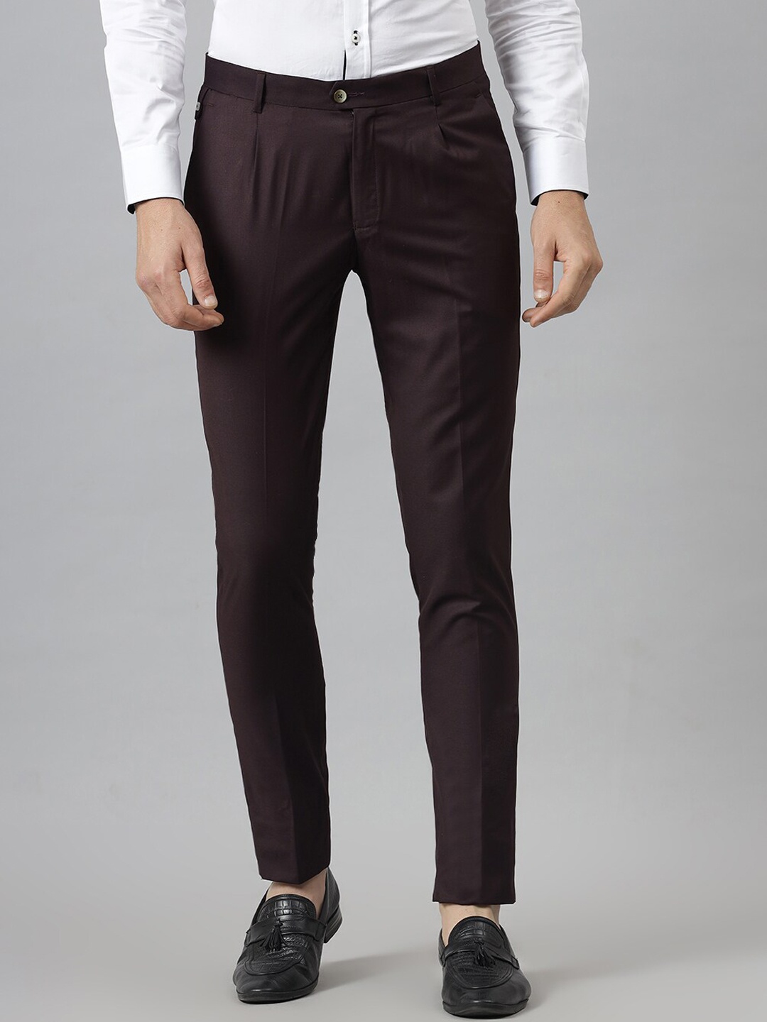 

MR BUTTON Men Burgundy Slim Fit Trousers