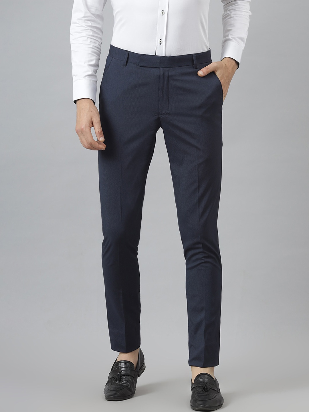 

MR BUTTON Men Blue Slim Fit Trousers