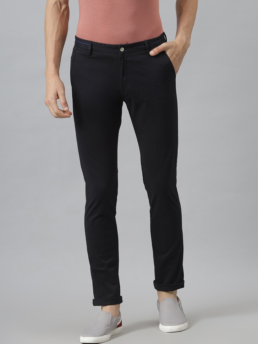 

MR BUTTON Men Black Slim Fit Trousers