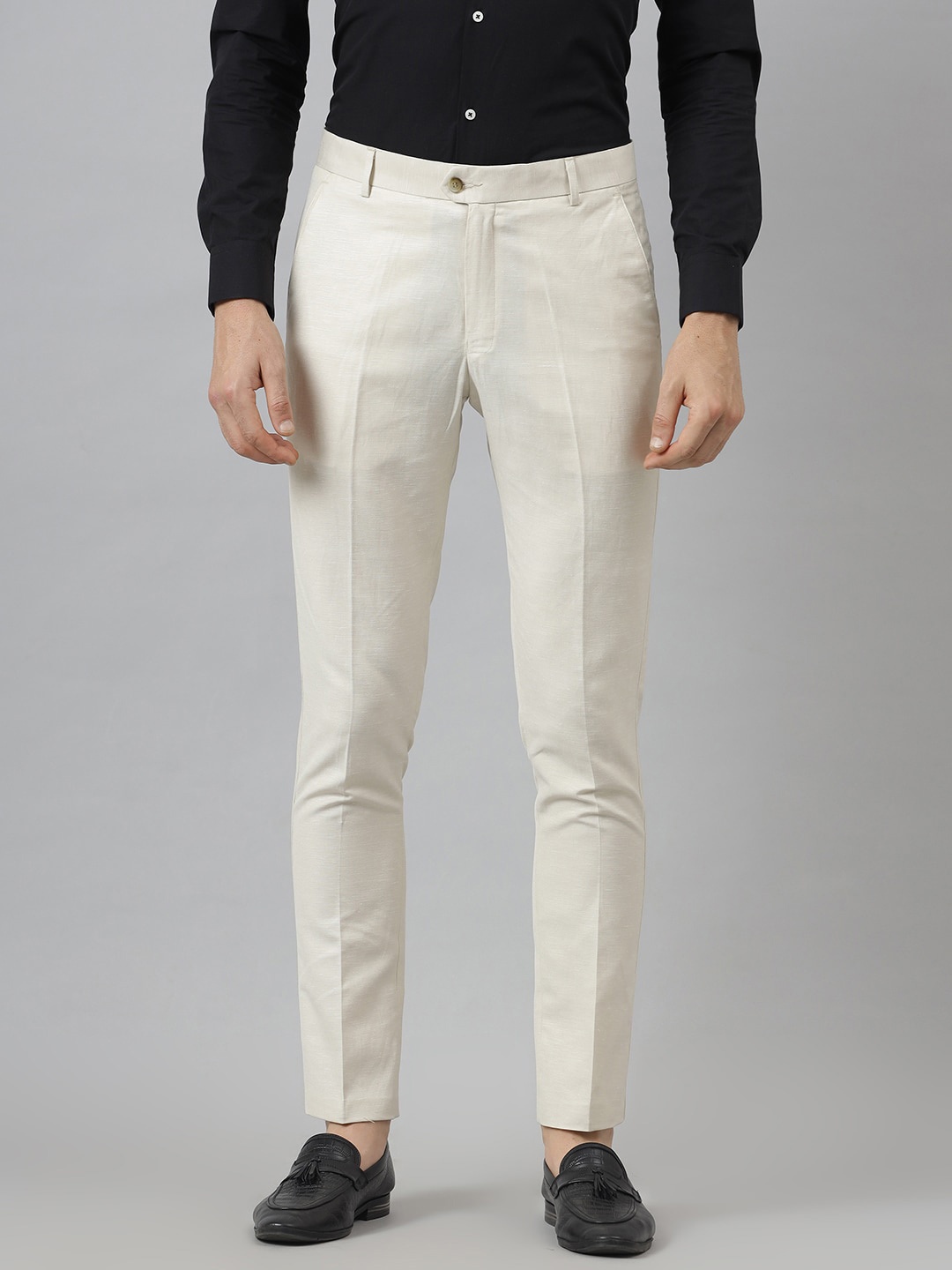 

MR BUTTON Men Beige Slim Fit Trousers
