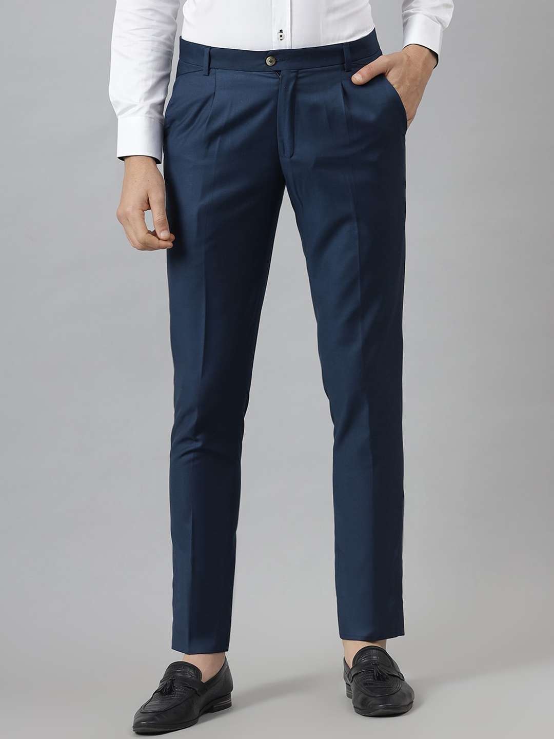 

MR BUTTON Men Blue Slim Fit Trousers