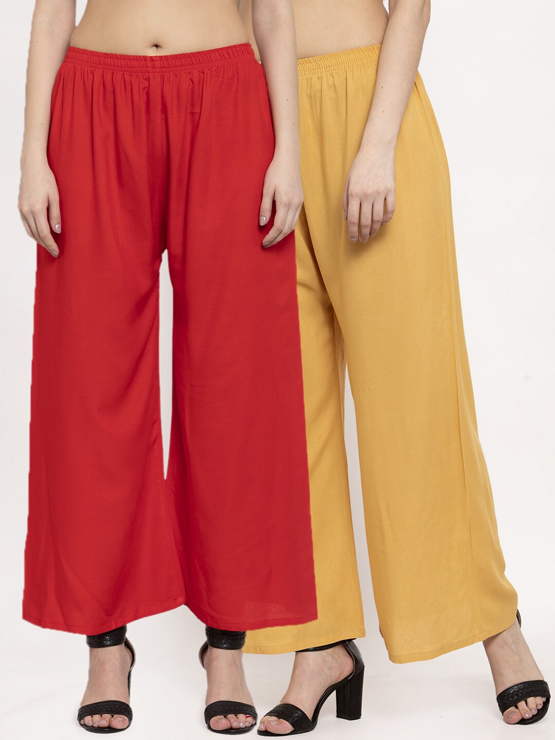

Miaz Lifestyle Women Pack of 2 Knitted Palazzos, Red