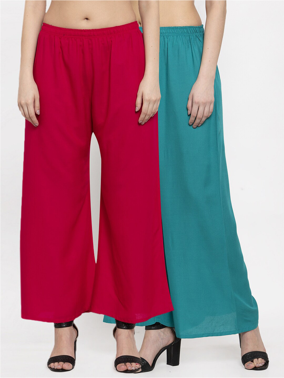 

Miaz Lifestyle Women Pack of 2 Knitted Palazzos, Pink