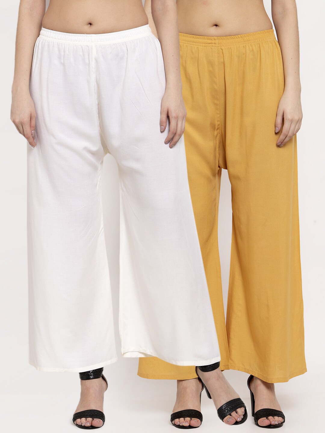 

Miaz Lifestyle Women Pack of 2 Beige & White Knitted Palazzos
