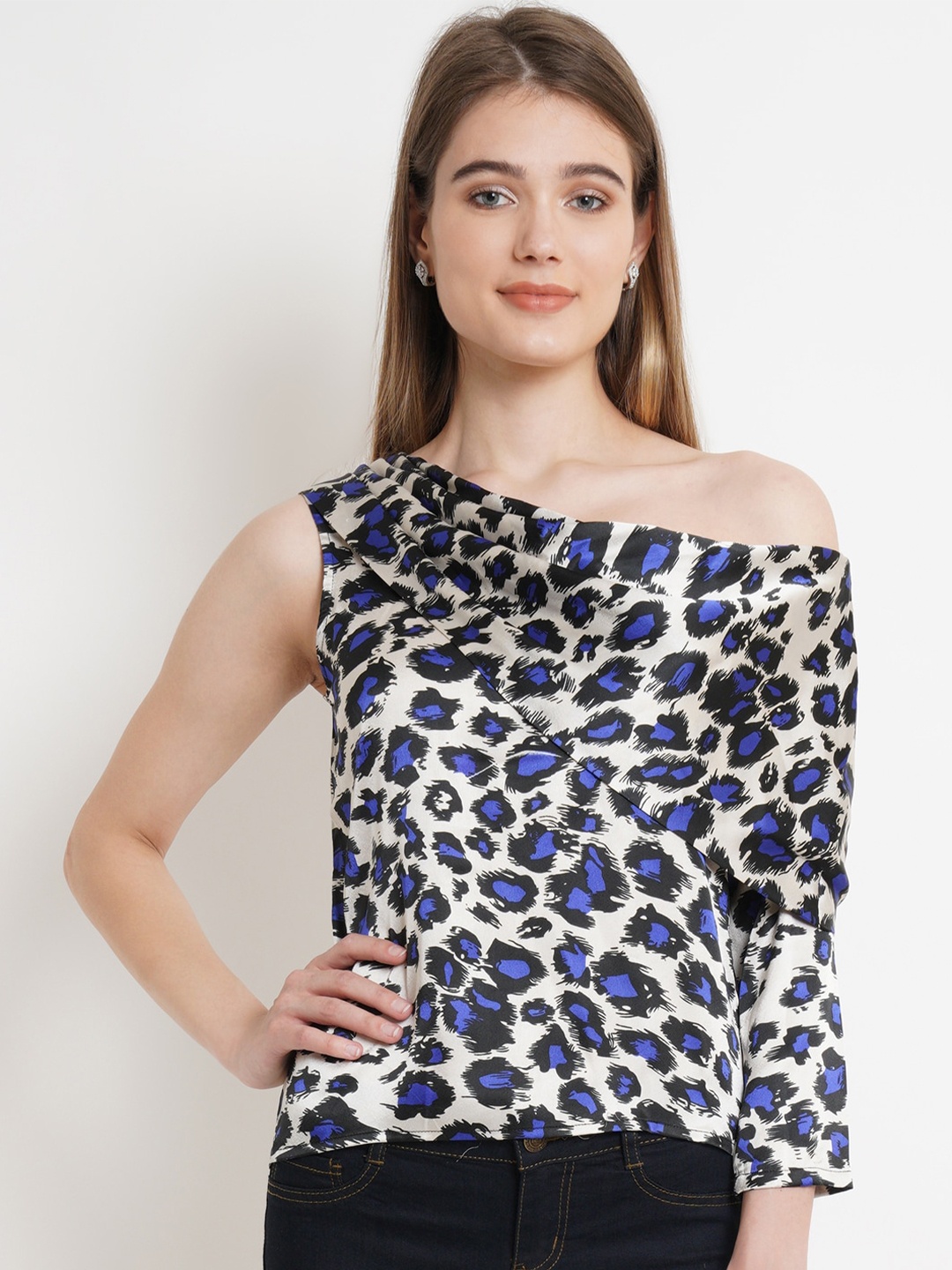 

DODO & MOA Multicoloured Animal Print One Shoulder Top, Multi