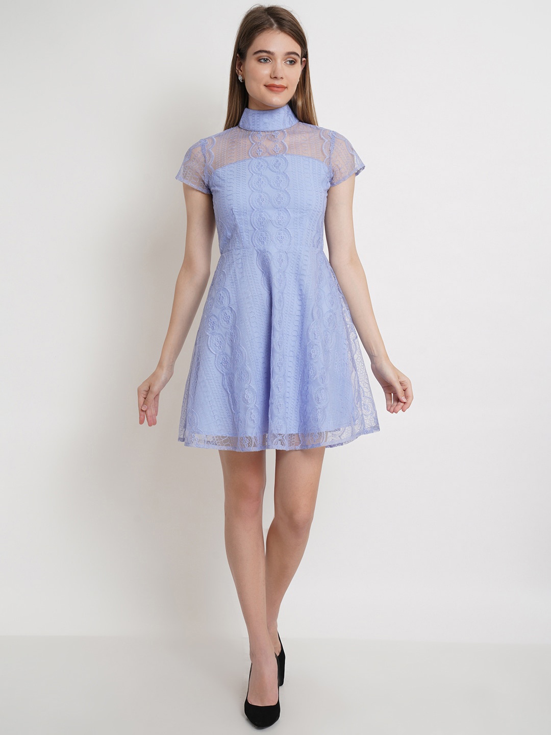 

DODO & MOA Women Blue Self Design Dress