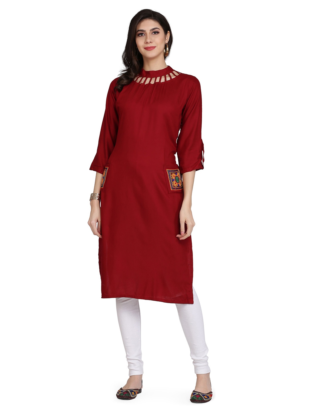 

KALINI Women Red Crepe Kurta