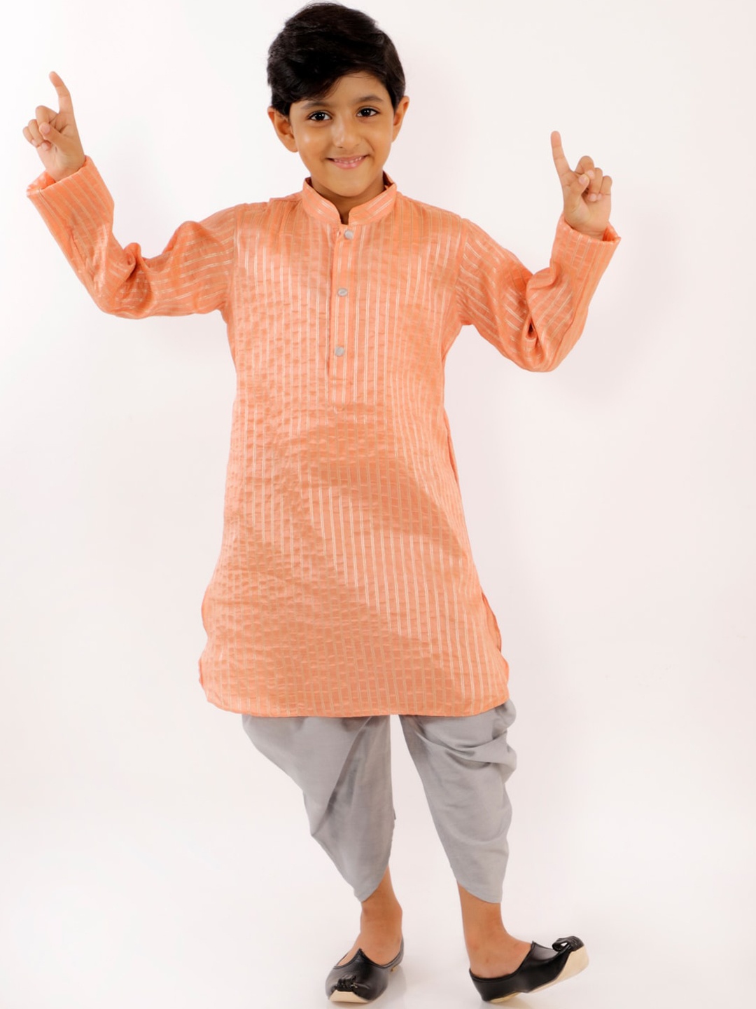 

JBN Creation Boys Pink Striped Kurti with Dhoti Pants