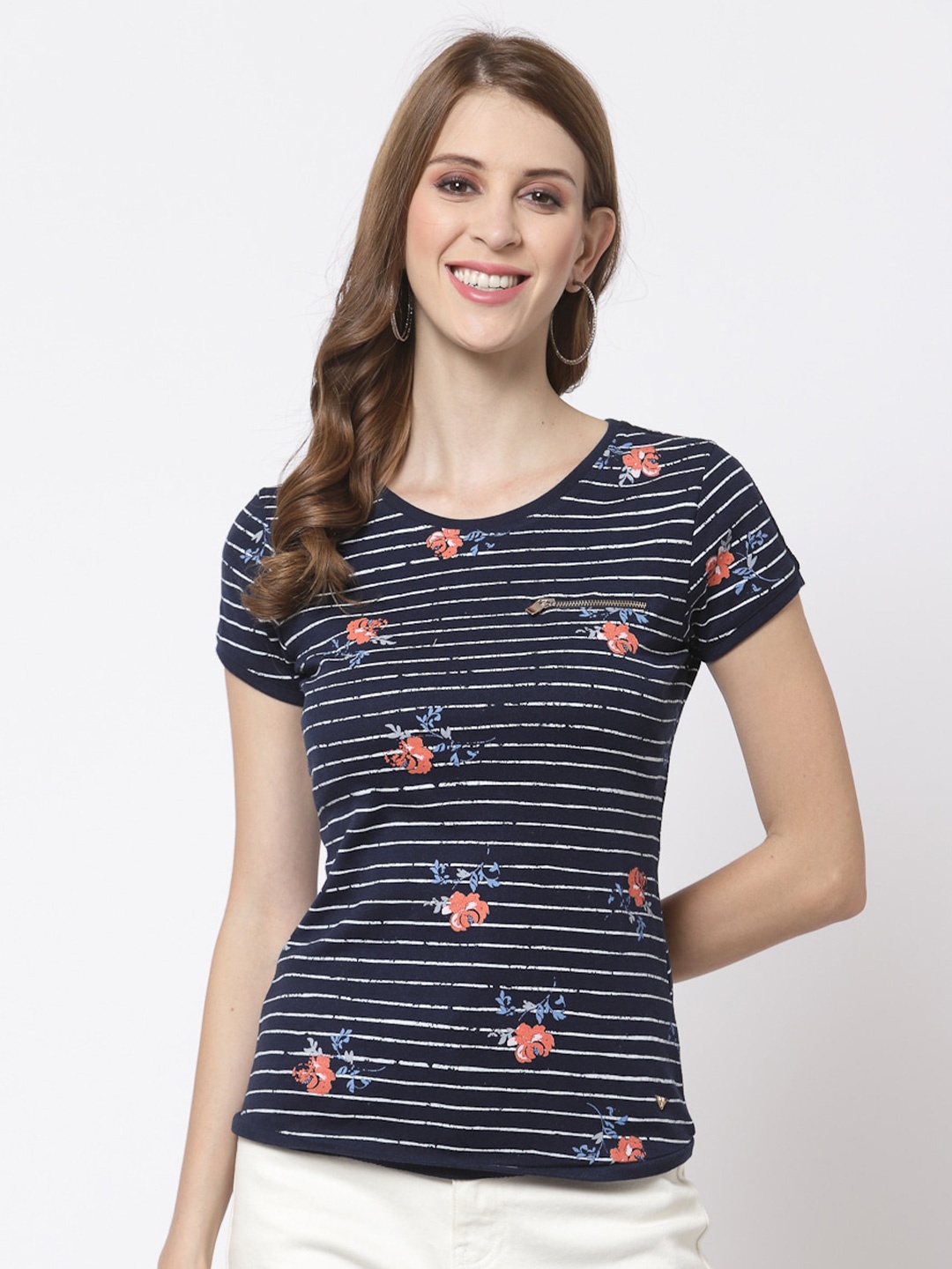 

Juelle Women Navy Blue Striped Top