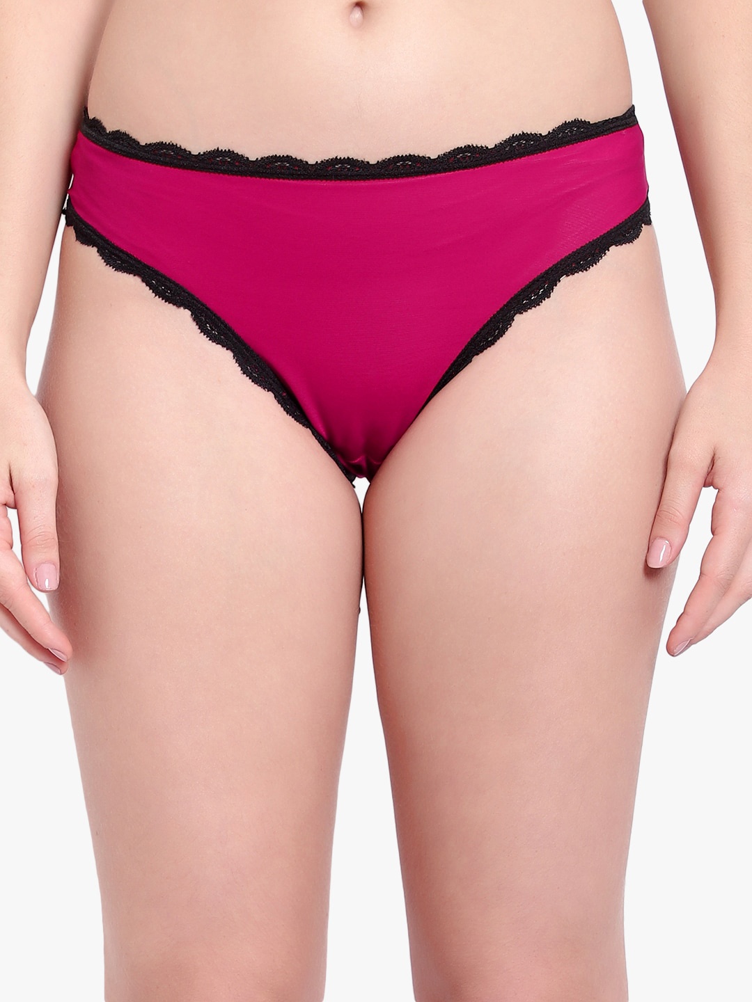 

Bruchi CLUB Women Rose Pink & Black Self Design Cage Bikini Briefs