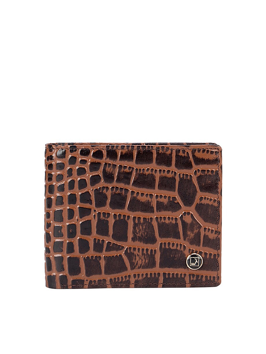 

Da Milano Men Brown Animal Textured Leather Two Fold Wallet