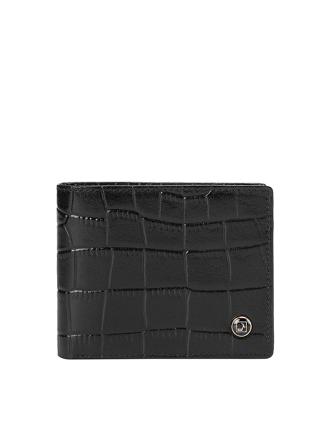 

Da Milano Men Black Textured Leather Two Fold Wallet