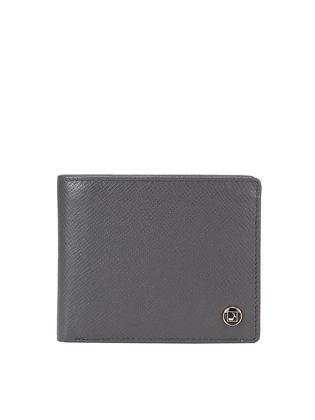 

Da Milano Men Grey Textured Leather Two Fold Wallet