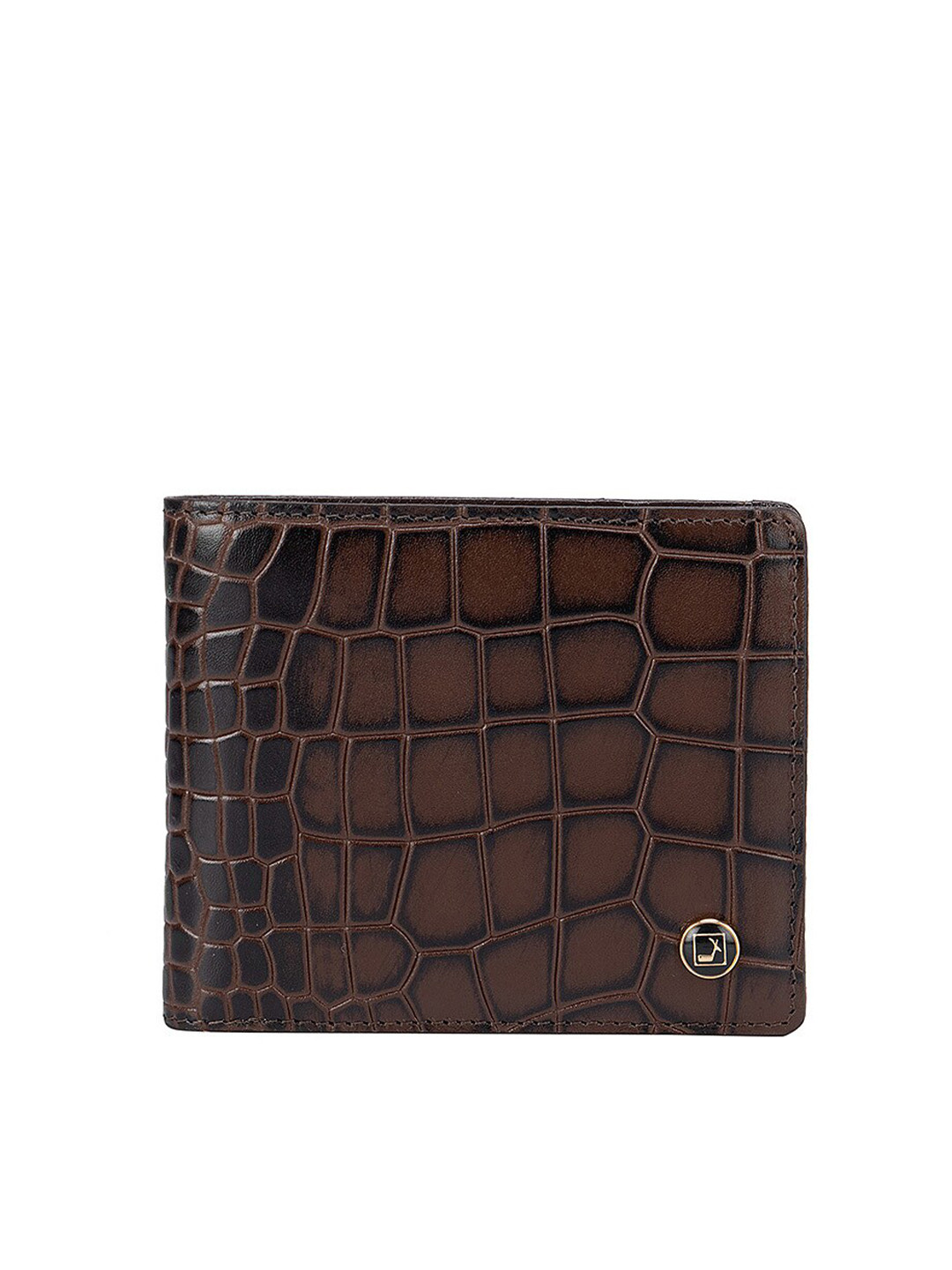 

Da Milano Men Brown Textured Leather Two Fold Wallet