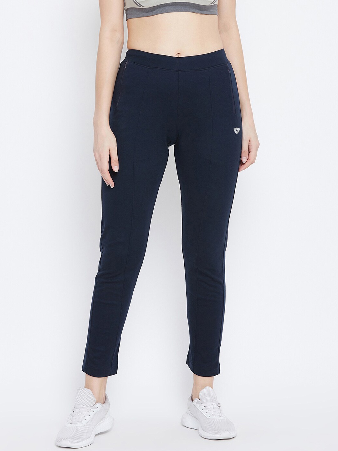 

FRENCH FLEXIOUS Women Navy Blue Solid Dry-Fit Track Pants