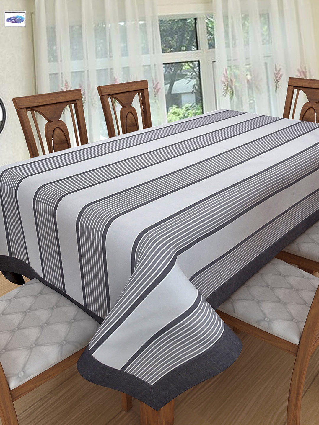 

Clasiko Grey & White Striped 6 Seater Pure Cotton Table Runner