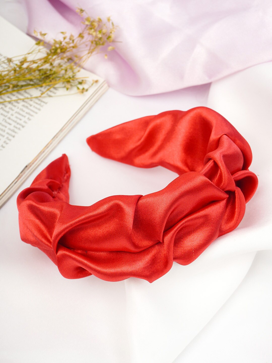 

Ferosh Women Red Wrinkled Satin Hairband