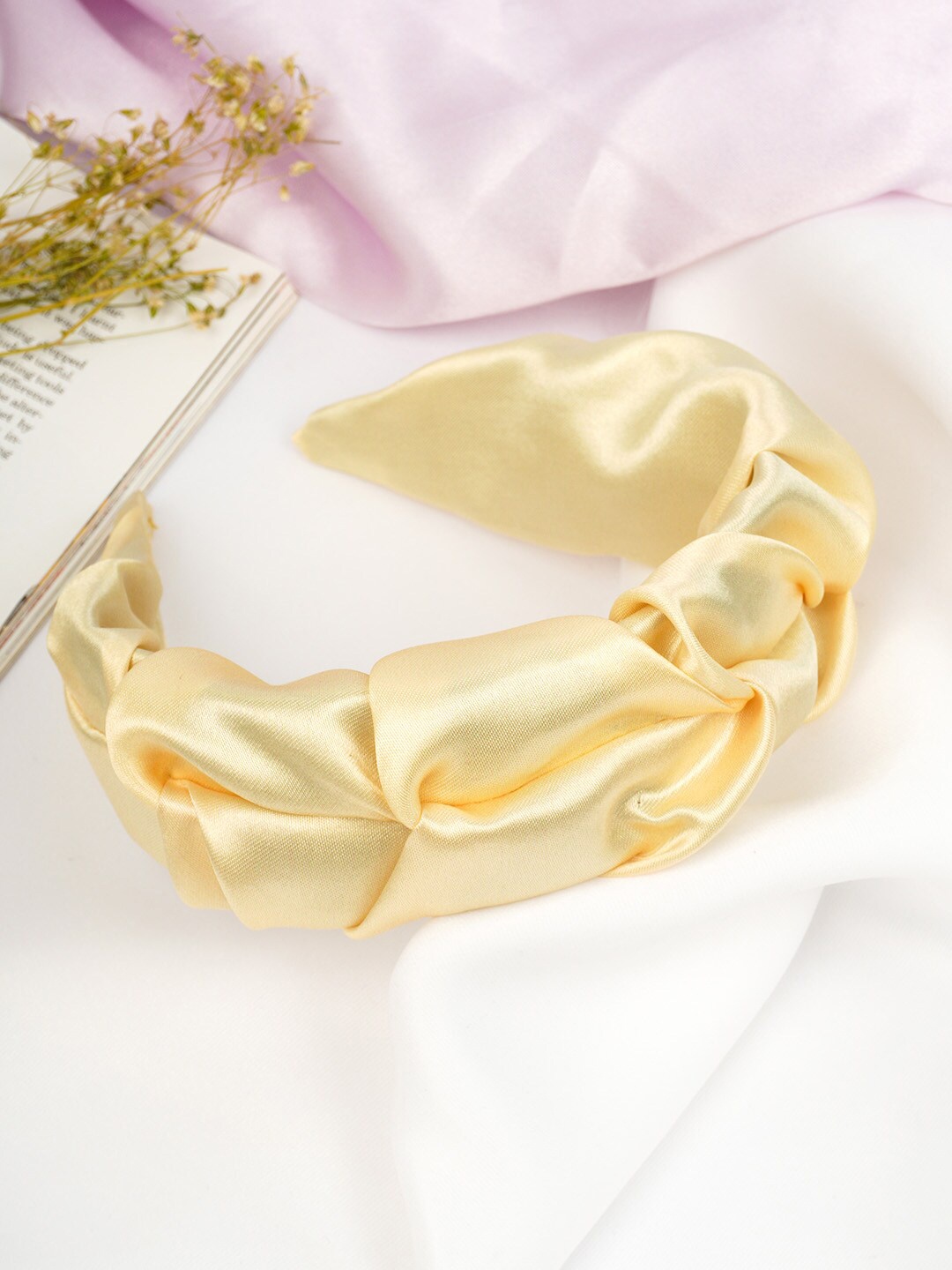 

Ferosh Women Yellow Wrinkled Hair Band